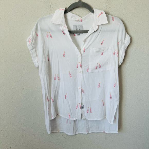 Rails Champagne Bottle Button Front Short Sleeve Top - Picture 2 of 5